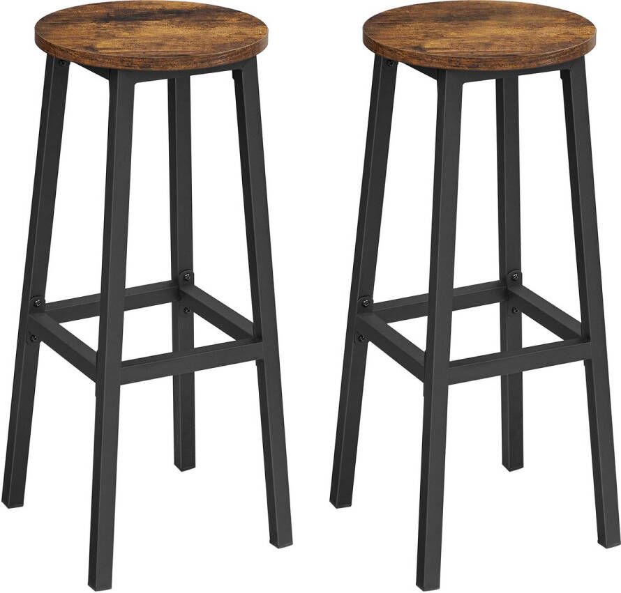 ACAZA Barkrukken Barkruk Barkrukken set van 2 Hoogte 75 cm Vintage Bruin Barstoel Ronde Barkrukken Barstoel met stabiel stalen frame