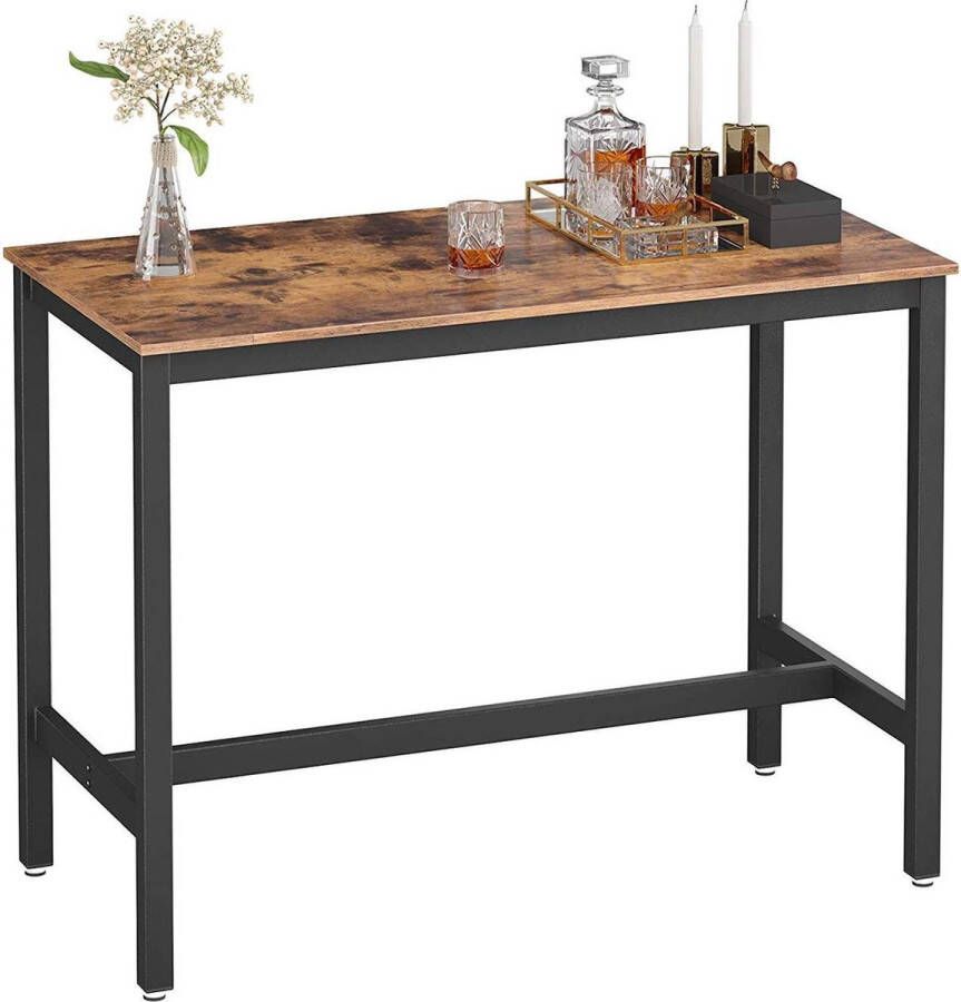 ACAZA Bartafel Keukentafel 120 x 60 x 90 x cm (L x B x H) Vintage Bruin Zwart Bartafel Keuken Tafel Statafel Eetkamer Bartafel voor Barkrukken Eettafel Bartafel