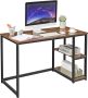 Acaza Vintage bureau met legplanken en decoratieve klem zwart metalen frame en bruin vintage hout kantoormeubel - Thumbnail 2