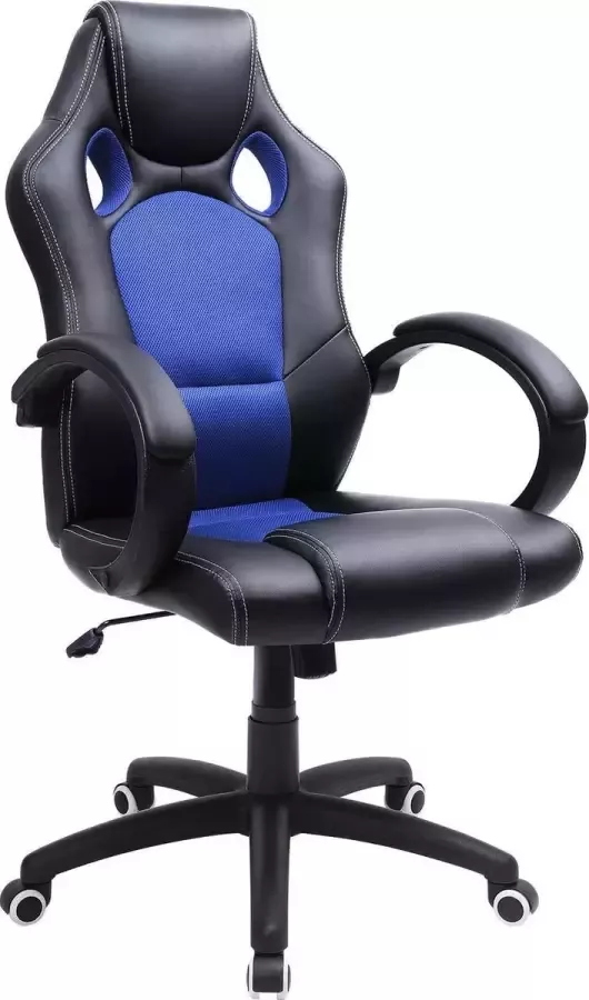 Acaza Bureaustoel Gaming chair Zwart met Blauw