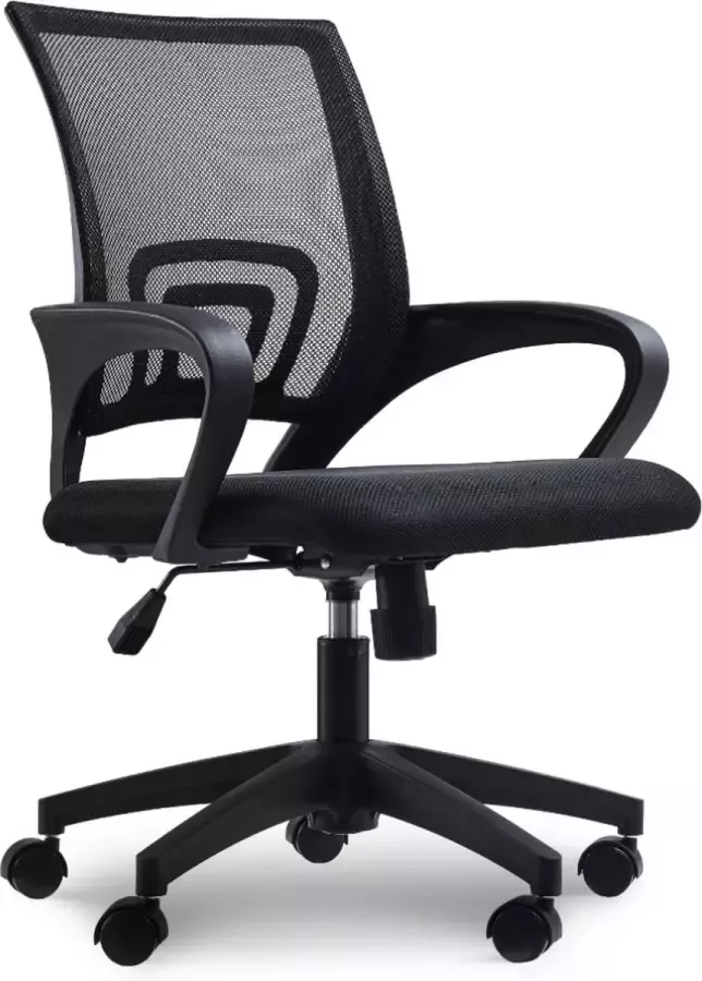 Acaza Bureaustoel met Armsteunen In Hoogte Verstelbaar met Wielen ergonomische Bureaustoel Zwart