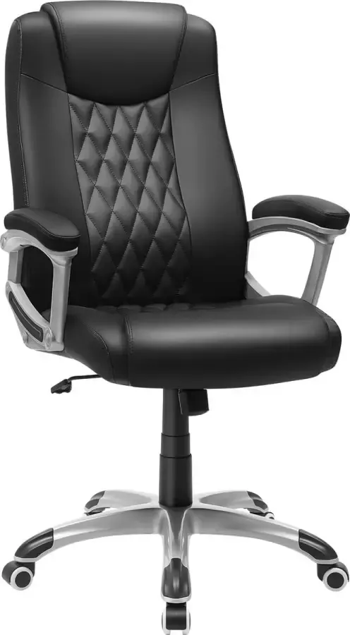 Acaza Comfortabele en Robuuste Bureaustoel Ergonomisch Design Kantelbaar Premium Stikkingen Zwart