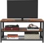 Acaza Dressoir voor Tv-Toestel TV Meubel Kast in Hout en Metaal 100cm Lang Zwart Vintage Bruin - Thumbnail 2
