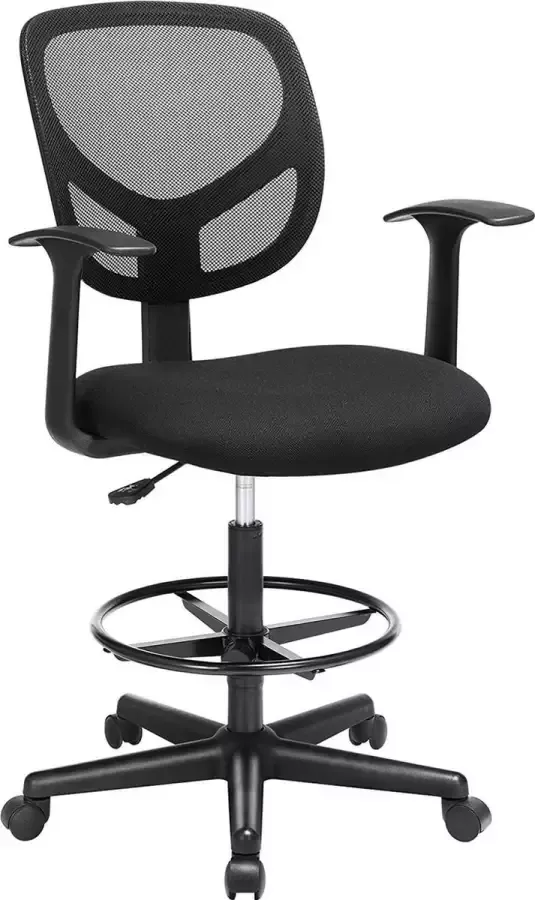 Acaza Ergonomische Bureaustoel met Armleuningen Hoge werkstoel met Verstelbare Voetsteun Zwart
