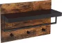 Acaza Hangende Kapstok met Hoedenplank Wandkapstok in Metaal Hout voor Hal of Woonkamer 60cm Lang Industrieel Vintage Bruin Zwart - Thumbnail 1