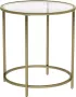 Acaza Home Ronde Bijzettafel van Gehard Glas met Gouden Metalen Frame Kleine Glazen Salontafel in Goud Kleur - Thumbnail 1