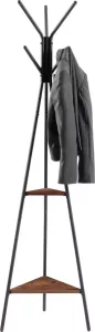 Acaza Houten Design Kapstok in Boomvorm Staande Kleerhanger met Hoogte 179cm Zwart Vintage Bruin