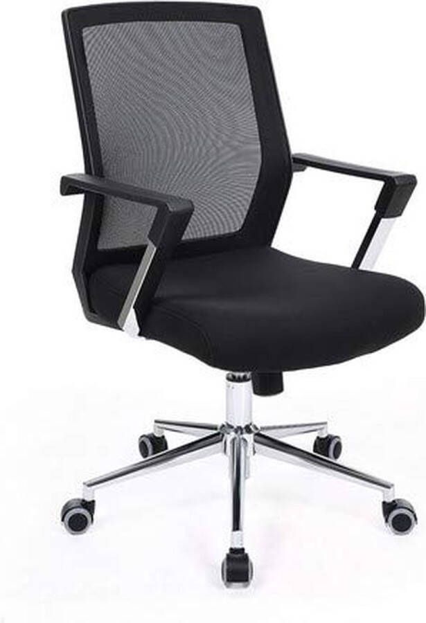Acaza In Hoogte Verstelbare Bureaustoel met Armleuningen Computerstoel op Wieltjes Zwart