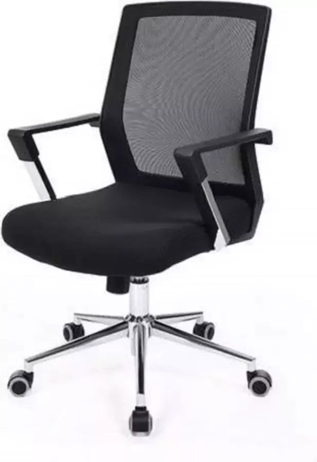 Acaza In Hoogte Verstelbare Bureaustoel met Armleuningen Computerstoel op Wieltjes Zwart - Foto 2