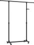 Acaza Kledingrek met Wielen Kledingrek verstelbare Hoogte tussen 97-165 cm Kledingstang met uitschuifbare Stang Zijhaken voor Accessoires en Tassen Zwart - Thumbnail 2