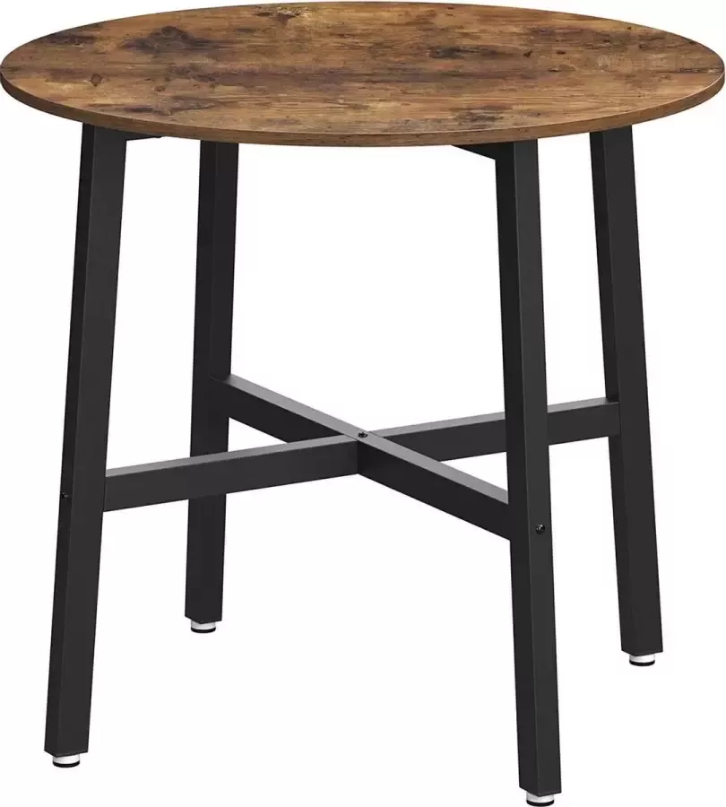 Acaza Kleine Eettafel ronde Keukentafel voor woonkamer kantoor Salon 75 cm hoog industrieel ontwerp vintage bruin-zwart