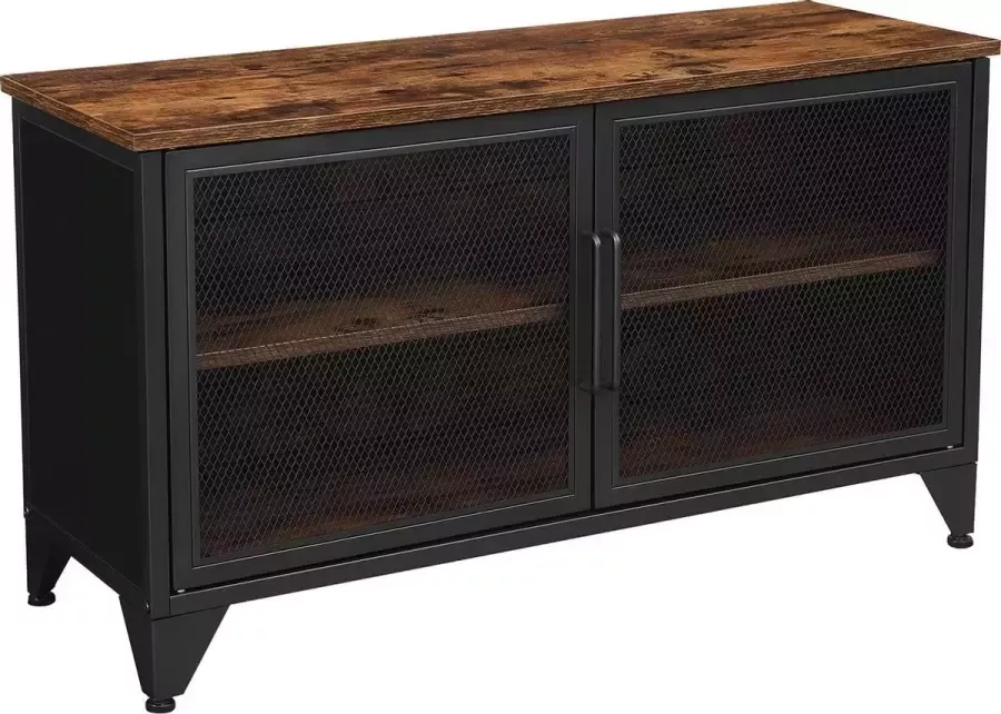 Acaza Lange Kast Dressoir TV Kast Wandkast in metaal en hout Zwart en Bruin