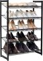 Acaza Metalen Schoenenrek 5 Verstelbare Roosters voor 15 tot 20 paar schoenen Schoenenrekje Schoenenkast van 74cm breed en 104cm hoog Zwart - Thumbnail 1