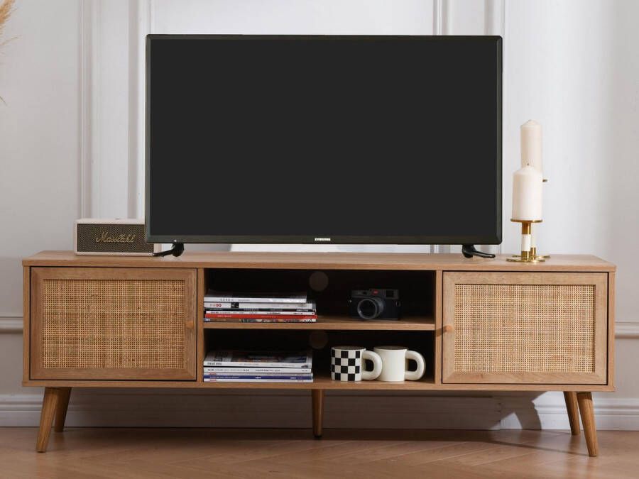 Acaza Mobistoxx Tv-meubel VANILLE 2 deuren sonoma eik met rotan 150cm