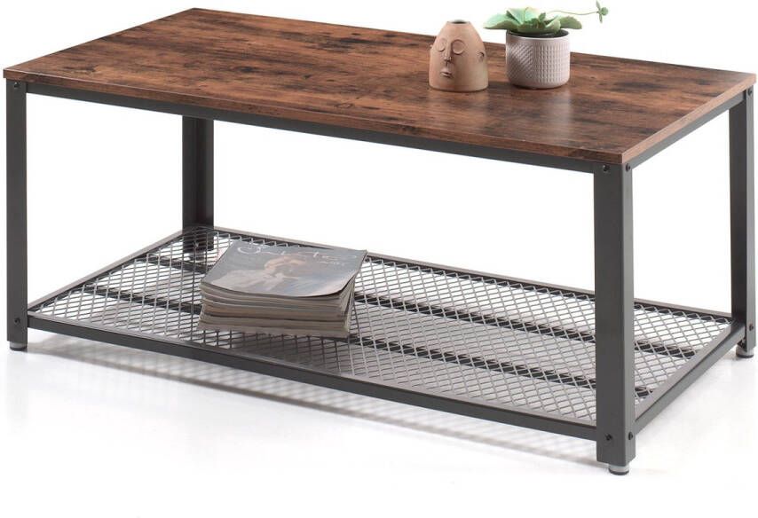 Acaza Salontafel 106 x 60 x 45 cm Met Rooster Hout Metaal Vintage Bruin