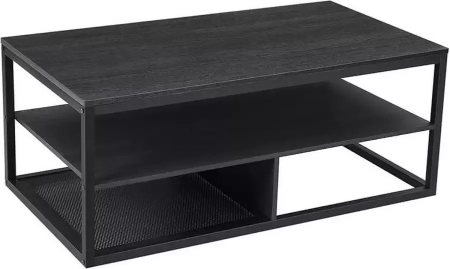Acaza Salontafel Moderne Look met Gaasplank Zwart