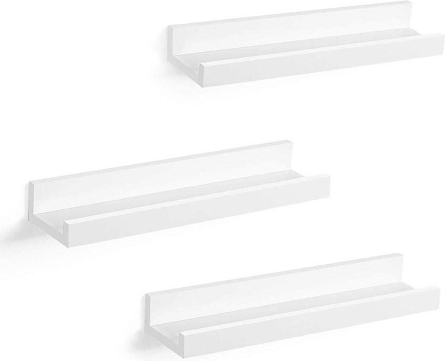 Acaza Set van 3 Boekenplanken U-vormige Wandplank Wit - Foto 1