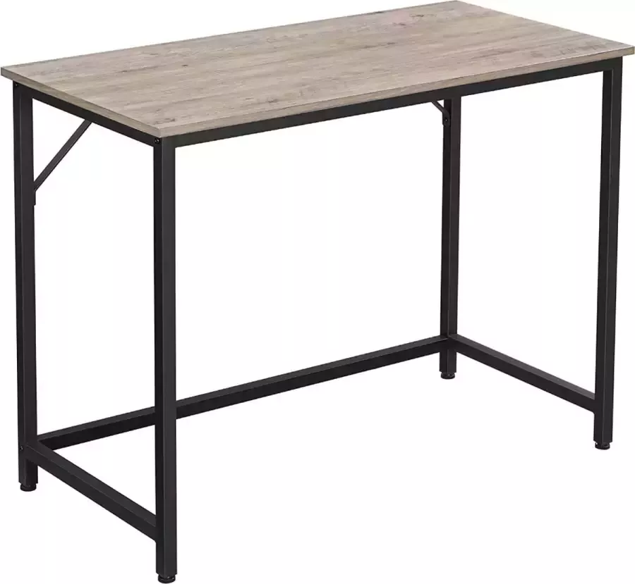 Acaza Smal Bureau Computertafel voor Kleine Ruimtes 100 cm Lang Tafel voor kantoor stalen frame industriële stijl Grijs Tafelblad