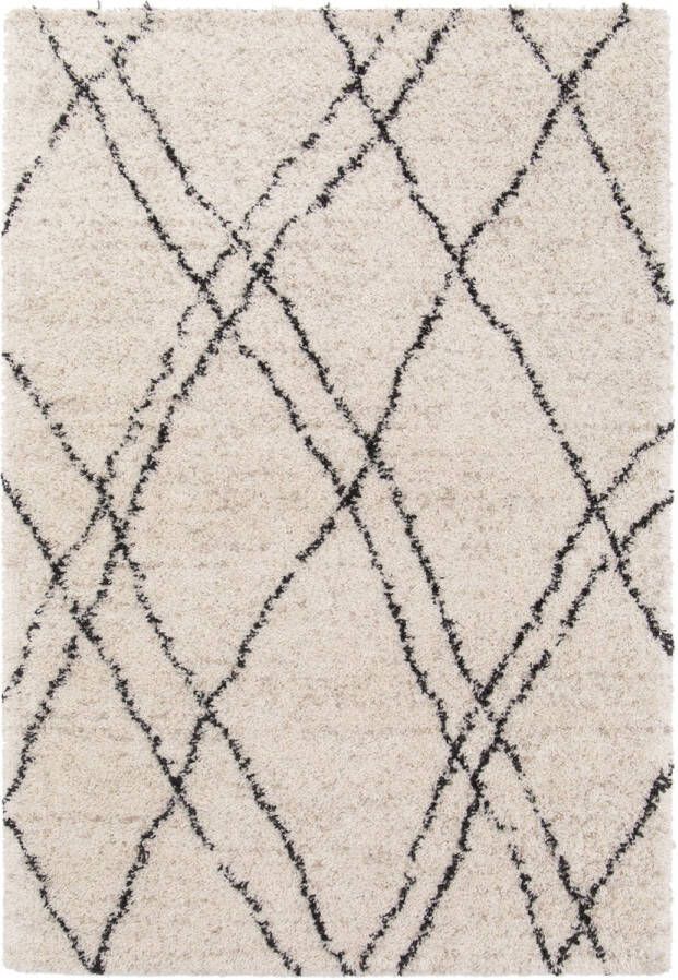 Acaza Tapijt Vloerkleed modern 160x230 cm zigzag crème