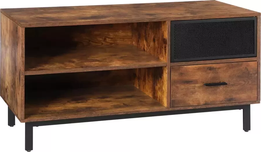 Acaza TV kast Lowboard TV meubel met lade en vakken industrieel vintage bruin
