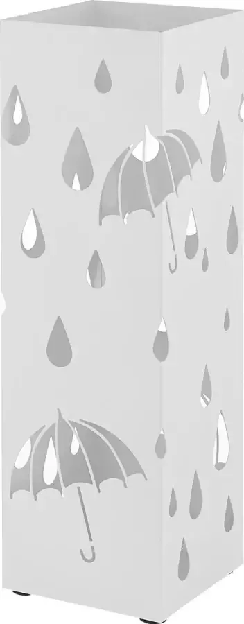 Acaza Vierkante Paraplubak met Lekbak Parapluhouder van 49cm Hoog en 15 5 cm Diep Wit