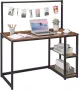 Acaza Vintage bureau met legplanken en decoratieve klem zwart metalen frame en bruin vintage hout kantoormeubel - Thumbnail 1