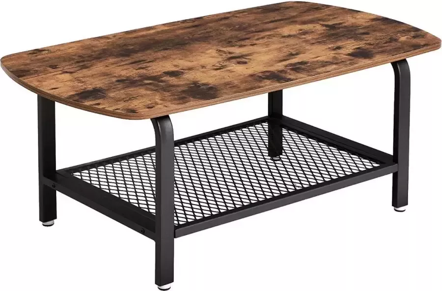 Acaza Vintage Salontafel met Legplank Onderin 110x60x45cm Zwart Vintage Bruin