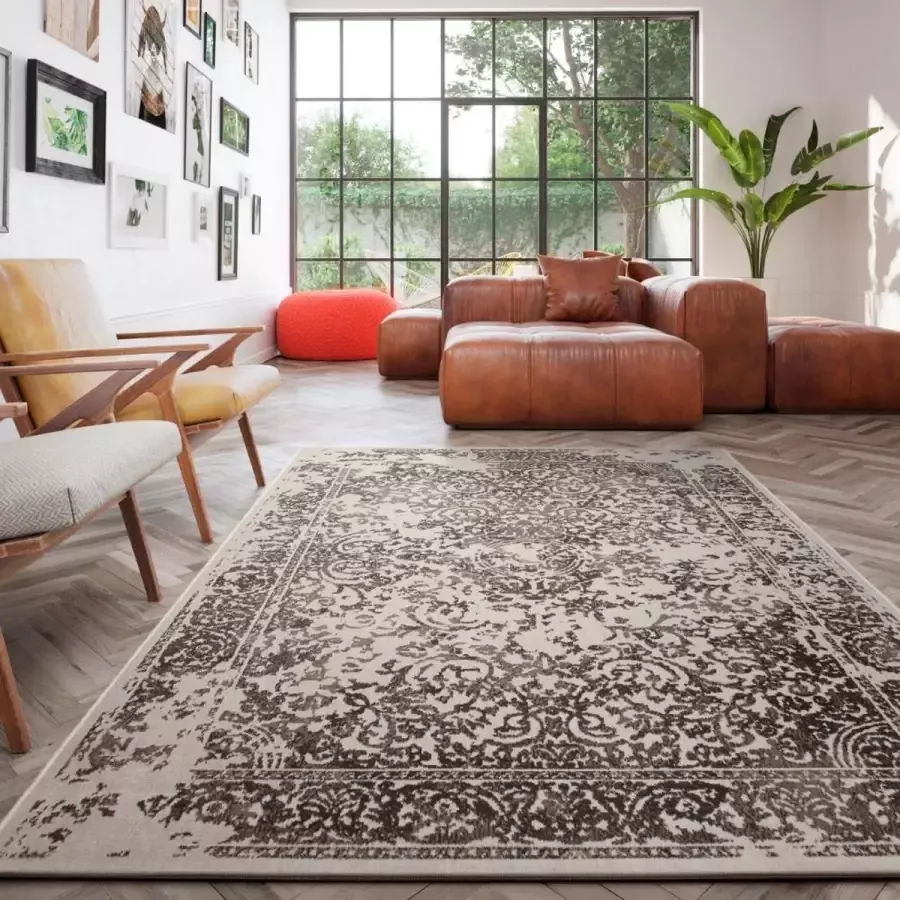 Acaza Tapijt Vloerkleed Tapijt met Vintage Design 160 cm breed x 230 cm lang Grijs