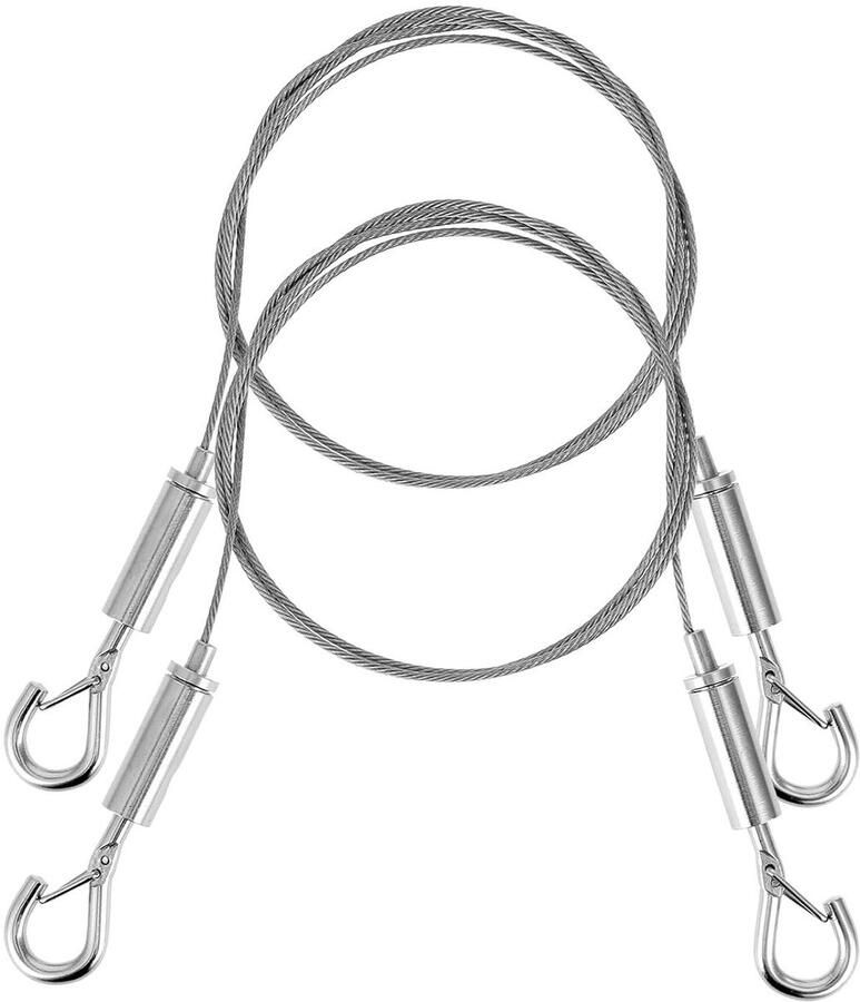Acetaat Staalkabel verstelbaar roestvrij stalen touwophanging 2 m x 15 mm met lus en haak Set van 2 stuks voor het ophangen van spiegels schilderijen lampen en kunstwerken