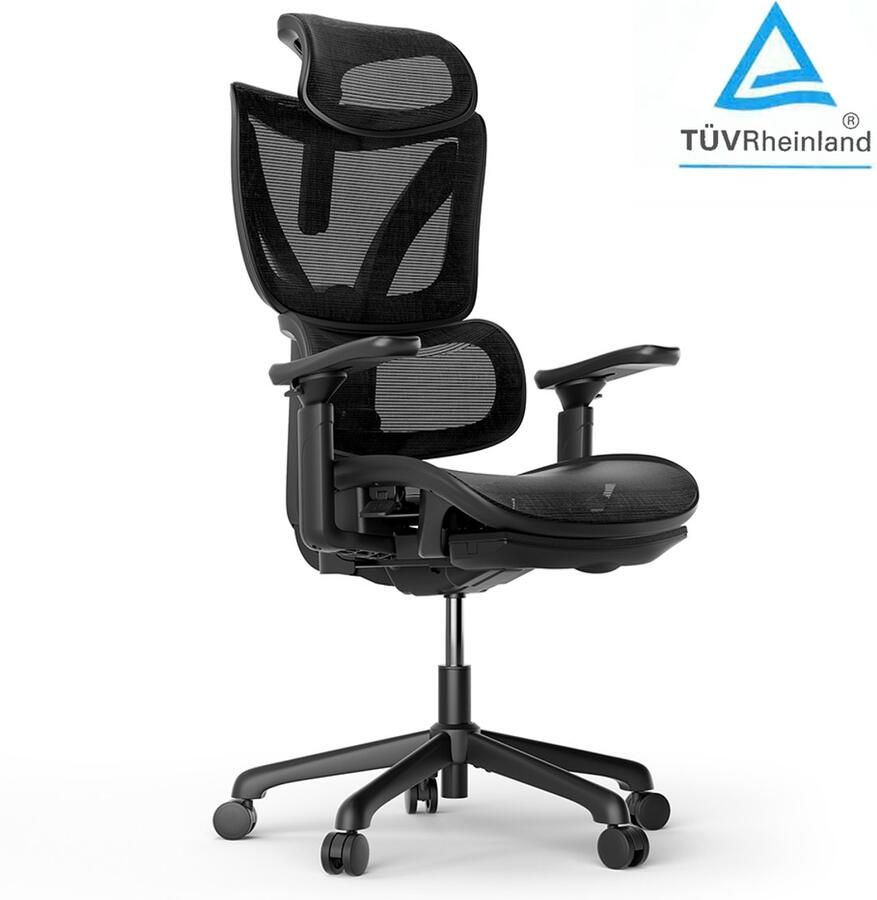 ACGAM CG-5245M Ergonomische gaming-bureaustoel (2025 NIEUW) computerstoel met voetsteun 3D-verstelbare armleuningen verstelbare lendensteun en hoofdsteun verstelbare zitdiepte draagvermogen tot 136 kg zwart