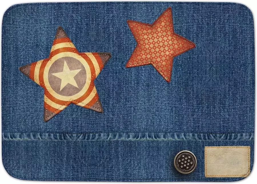 Achoka Kindervloerkleed jeanslook met sterren 130 x 180 cm