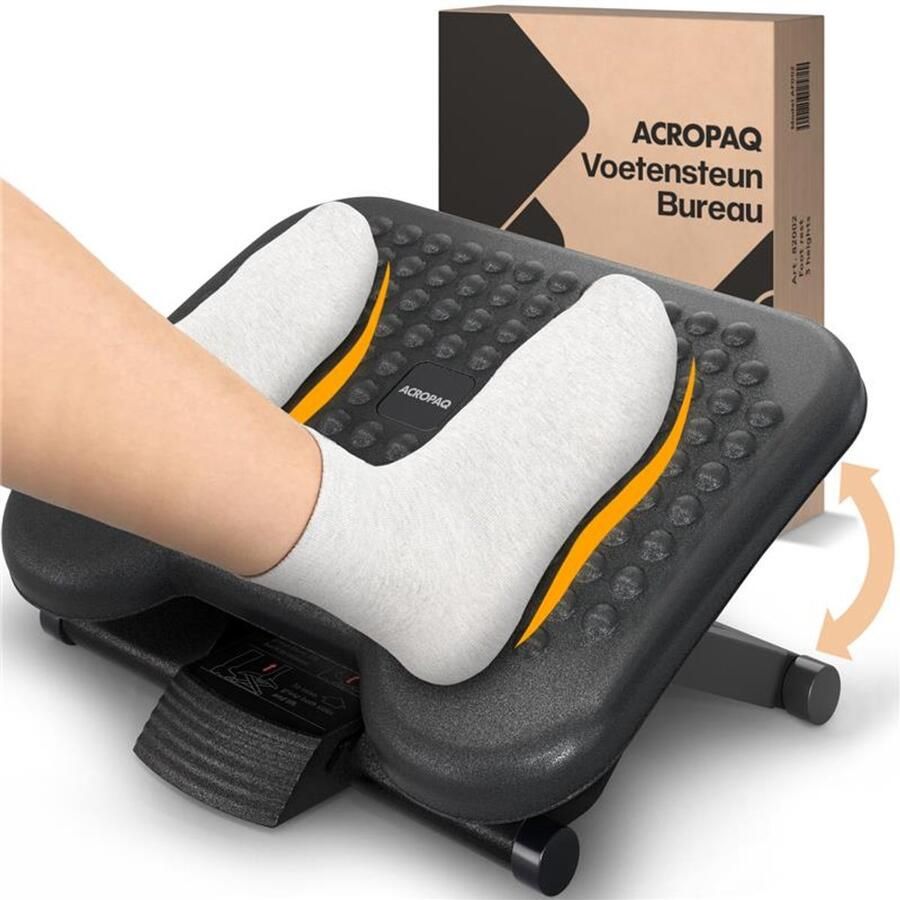 ACROPAQ Voetensteun bureau – Ergonomisch & verstelbaar voetenbankje – Anti-slip voor betere houding – Zwart
