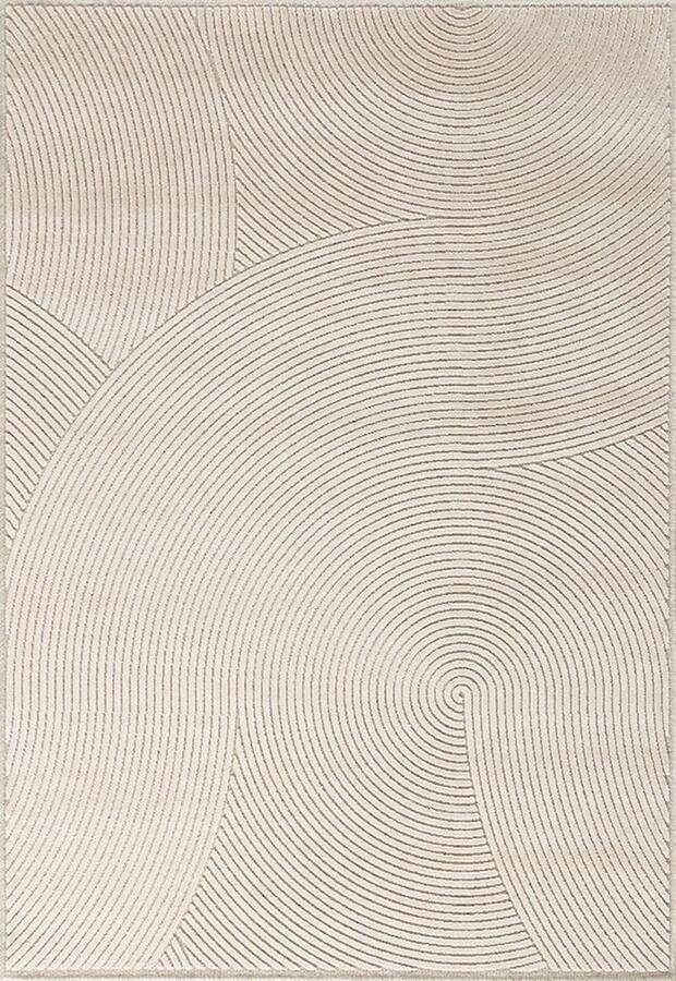 Acsento Chiara 1012 Ivory Vloerkleed 280 x 380 cm Ivory Rectangular Viscose Wool Polyamide Dining room Living room Geometric Stripes Scandinavian Modern