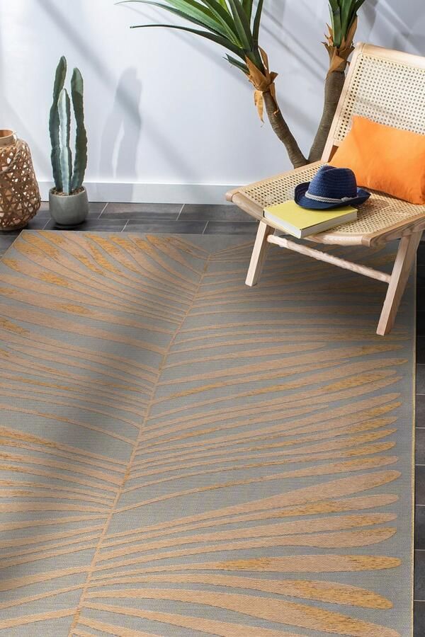 Acsento SalernoCaramel Vloerkleed 240 x 340 cm Orange Grey Rectangular Polypropylene Polyester Acryclic Kitchen Terrace Floral Modern