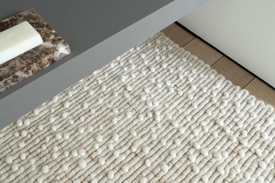 Acsento Vloerkleed 160 x 230 cm Ivoor Rechthoekig Wol Woonkamer Slaapkamer Gespikkeld Modern Scandinavisch