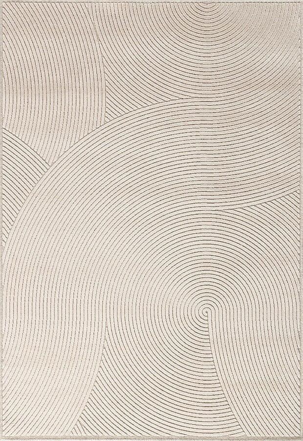 Acsento Chiara 1012 Ivory Vloerkleed 160 x 230 cm Ivory Rectangular Viscose Wool Polyamide Dining room Living room Geometric Stripes Scandinavian Modern