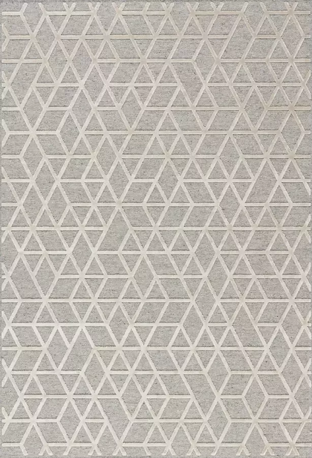 Acsento Chiara 826 Beige Off Vloerkleed 200 x 290 cm Beige Grey Rectangular Wool Polyester Dining room Living room Bedroom Geometric Industrial Modern