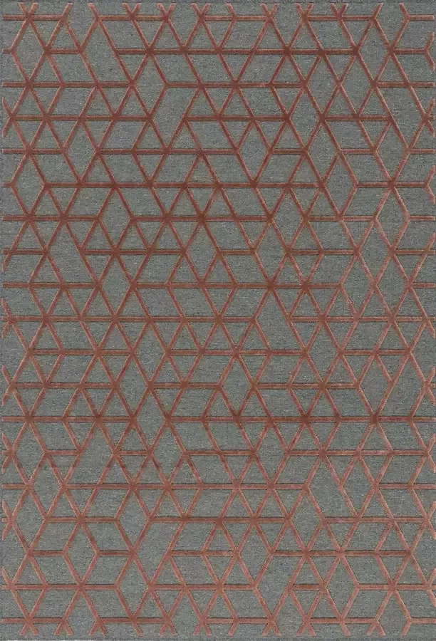 Acsento Chiara 826 Grey Red Vloerkleed 200 x 290 cm Grey Red Rectangular Wool Dining room Living room Bedroom Geometric Modern
