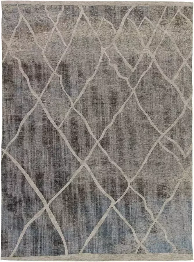 Acsento Rabat Blue Taupe Vloerkleed 240 x 340 cm Grey Rectangular Acrylic Dining room Living room Geometric Stripes Modern