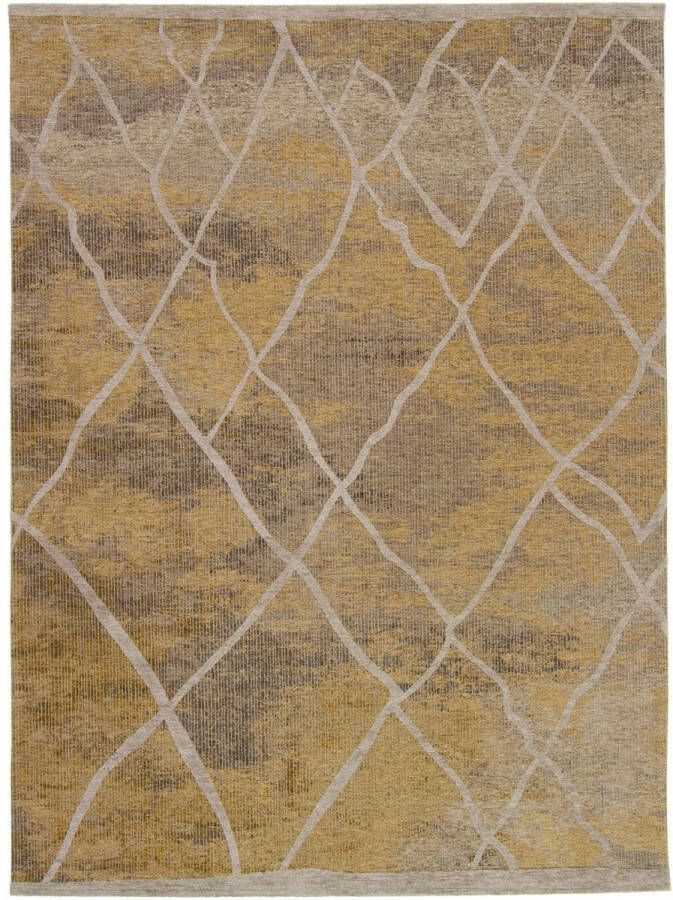 Acsento Rabat Gold Vloerkleed 240 x 340 cm Yellow Rectangular Acrylic Dining room Living room Geometric Stripes Modern
