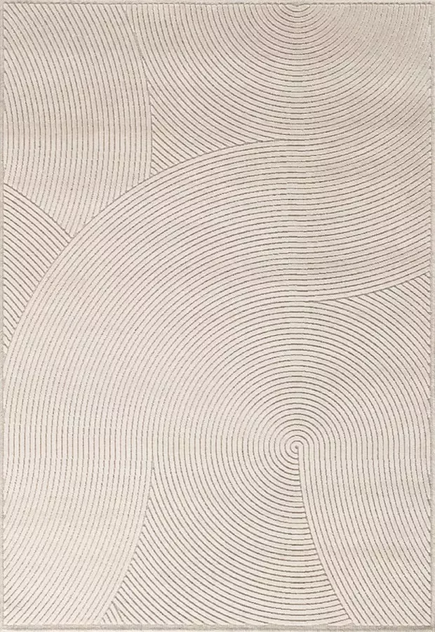 Acsento Chiara 1012 Ivory Vloerkleed 200 x 290 cm Ivory Rectangular Viscose Wool Polyamide Dining room Living room Geometric Stripes Scandinavian Modern
