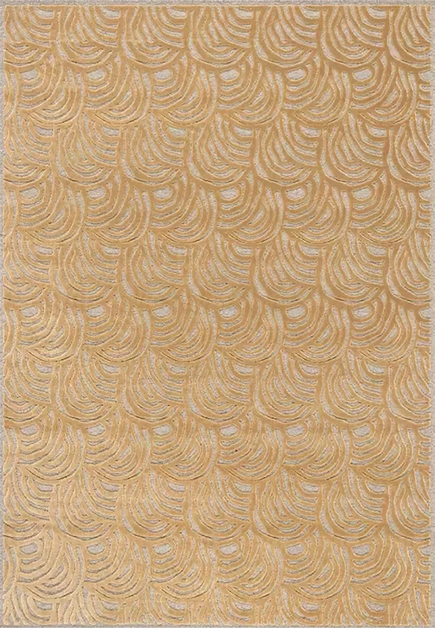 Acsento Chiara 1016 Beige Gold Vloerkleed 200 x 290 cm Yellow Rectangular Viscose Wool Polyamide Dining room Living room Abstract Industrial Modern