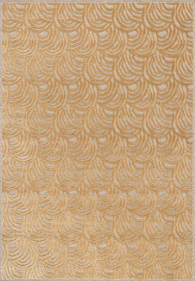 Acsento Chiara 1016 Beige Gold Vloerkleed 240 x 340 cm Yellow Rectangular Viscose Wool Polyamide Dining room Living room Abstract Industrial Modern