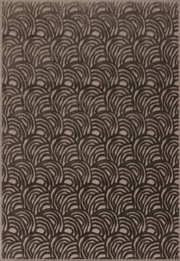 Acsento Chiara 1016 Grey Anthracite Vloerkleed 280 x 380 cm Grey Brown Rectangular Viscose Wool Polyamide Dining room Living room Abstract Industrial Modern