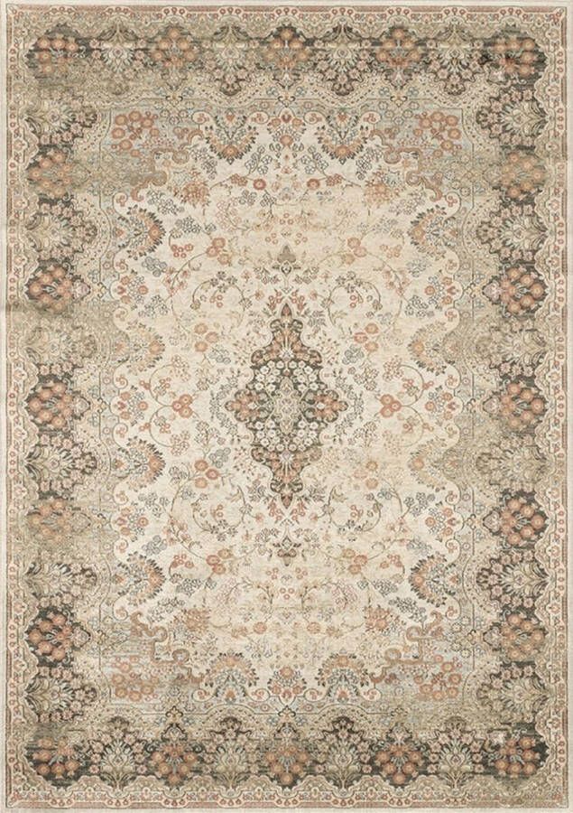 Acsento Classico 961 Stone 475 Vloerkleed 280 x 380 cm Beige Taupe Rectangular Viscose Dining room Living room Bedroom Medallion Vintage Country Classic