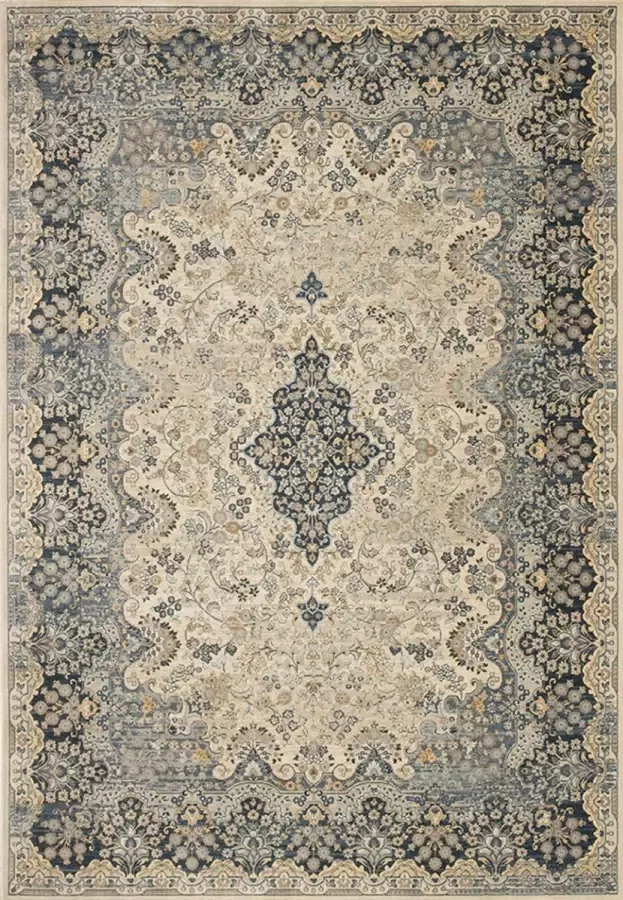 Acsento Classico 961 Stone 477 Vloerkleed 240 x 340 cm Beige Blue Rectangular Viscose Dining room Living room Bedroom Medallion Vintage Classic