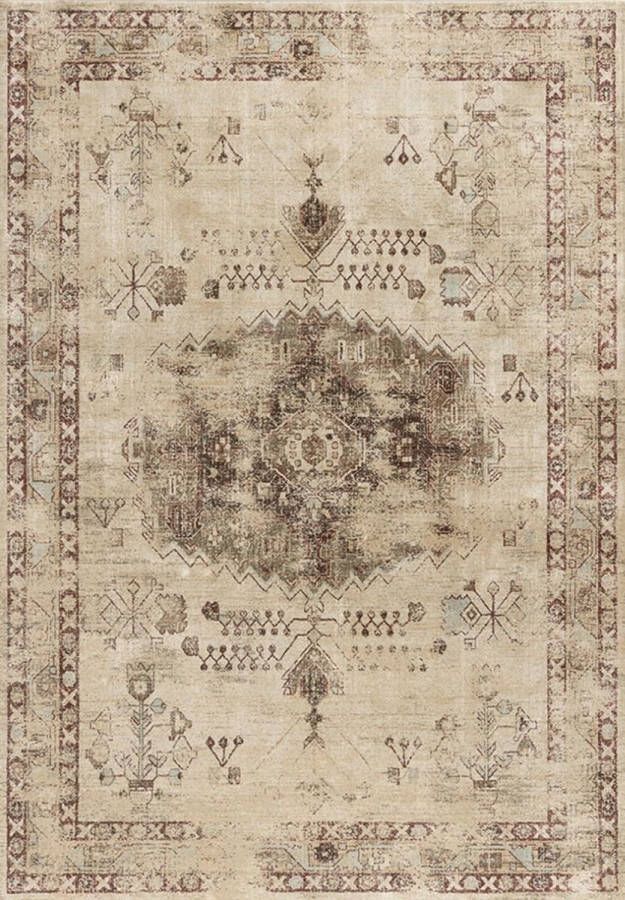 Acsento Classico 963 Stone 475 Vloerkleed 280 x 380 cm Beige Brown Rectangular Viscose Dining room Living room Medallion Vintage Country Classic