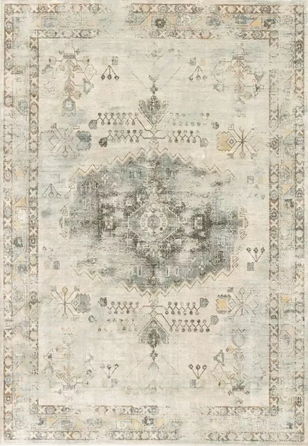 Acsento Classico 963 Stone 477 Vloerkleed 240 x 340 cm Beige Rectangular Viscose Dining room Living room Bedroom Medallion Vintage Country Classic