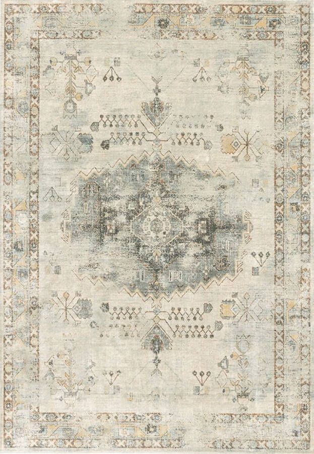 Acsento Classico 963 Stone 477 Vloerkleed 280 x 380 cm Beige Rectangular Viscose Dining room Living room Bedroom Medallion Vintage Country Classic