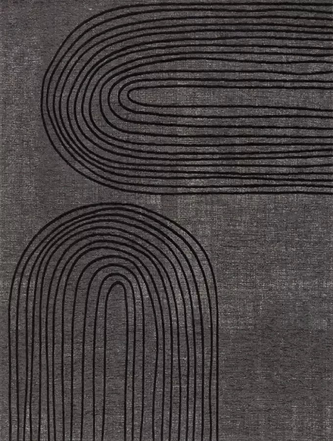 Acsento Curzo Basalt Vloerkleed 240 x 340 cm Grey Rectangular Viscose Dining room Living room Geometric Industrial Modern